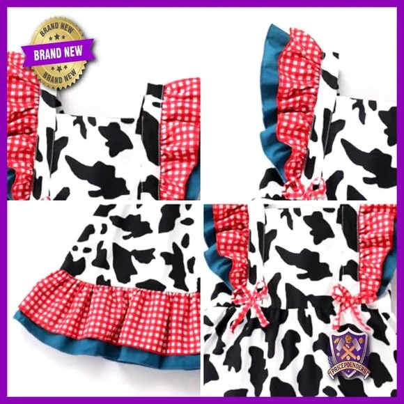 Toddler Tutu Dress Sleeveless Princess Party Gingham Ruffle Vintage Boho